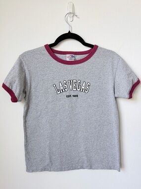 Vintage Las Vegas Ringer Tee with Maroon Trim